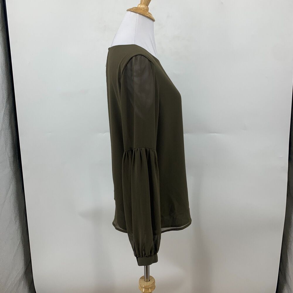 Express Blouse Womens S Small Otter Keyhole Crew Tiered Balloon Sleeves Juliet - Picture 5 of 16